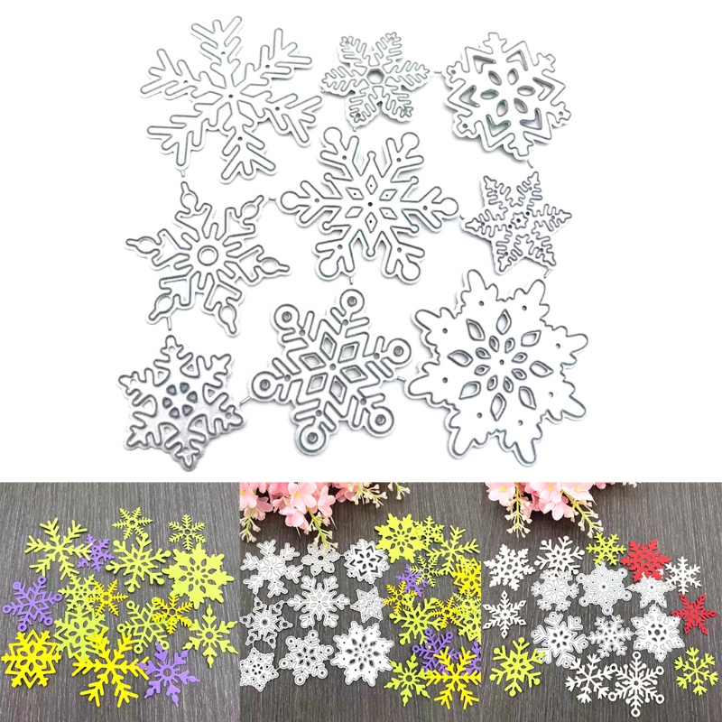 QQ Khuôn Cắt Giấy Kim Loại Họa Tiết Bông Tuyết Xinh Xắn Dùng Trang Trí Thiệp Sổ Tay DIY