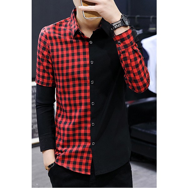 Áo Sơ Mi, Áo Sơ Mi Nam phối màu sọc caro, sáng ôm body, đặc sắc trẻ trung, lịch lãm nhưng không kém nam tính H38