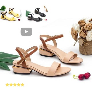 [GIÁ XƯỞNG] Giày Nữ Sandal 3cm Đế Thấp, Quai Mảnh Đế Vuông Viền Kim Loại