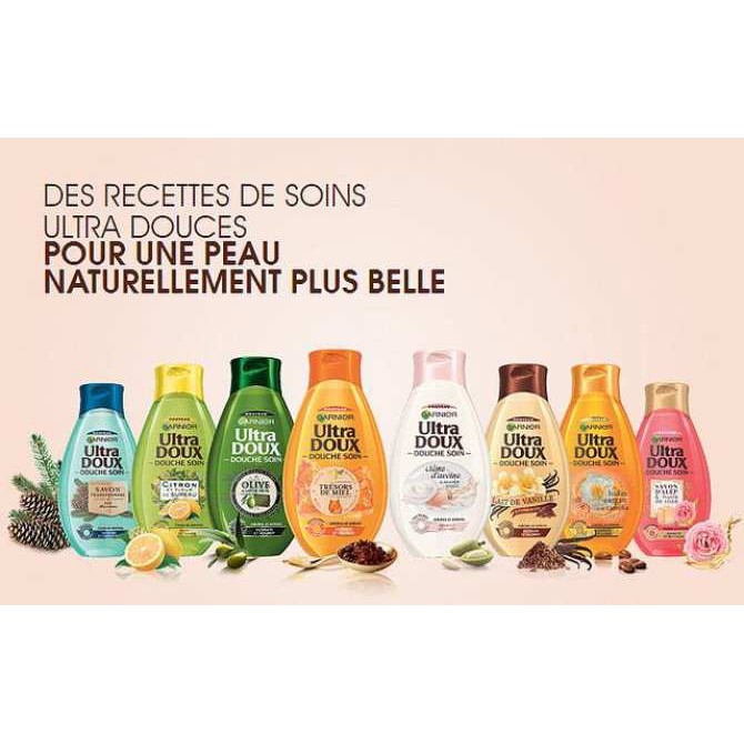 Sữa tắm giữ ẩm dưỡng da Garnier Ultra Doux Douche Soin 250ml Ouibeaute