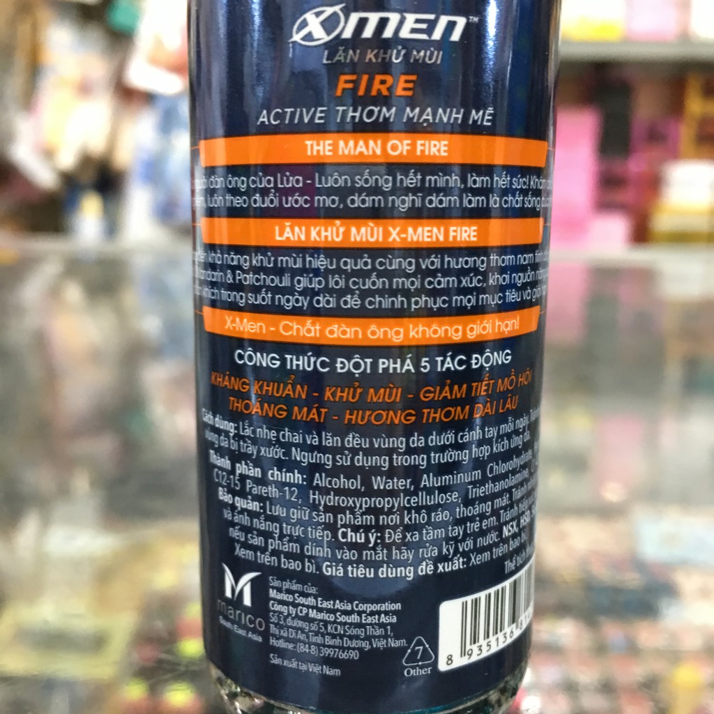 Lăn khử mùi X-Men Fire Active chai 50ml