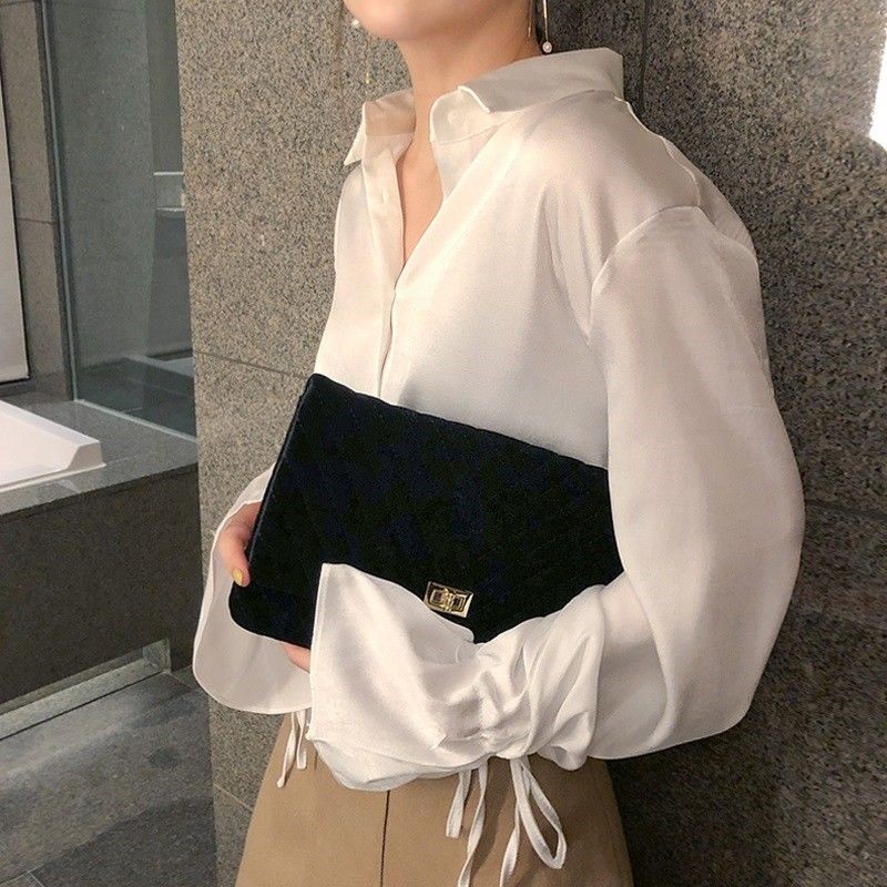 Retro style white flared sleeve shirt