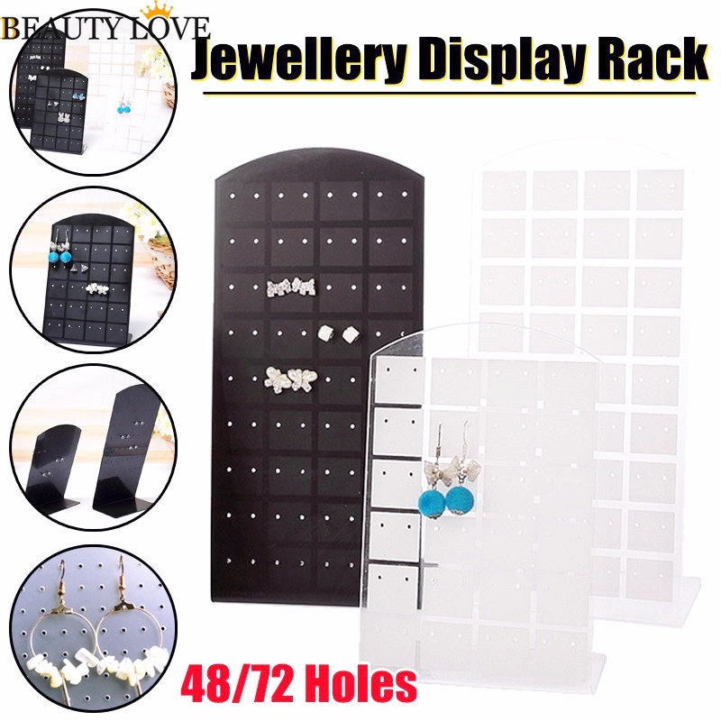 Kệ Trưng Bày Bông Tai 48 / 72 Lỗ Bằng Nhựa Đơn Giản Thời Trang Chất Lượng Cao
