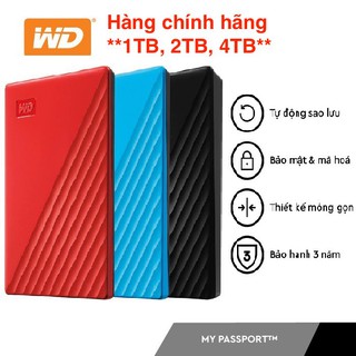 Ổ cứng di động WD My Passport USB 3.2 -1TB, 2TB, 4TB- Hàng Chính Hãng