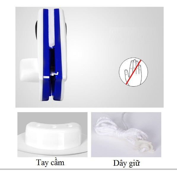 Dụng cụ lau kính 2 mặt nam châm, Lau kính 2 mặt tam giác sử dụng cho nhà cao tầng, chung cư