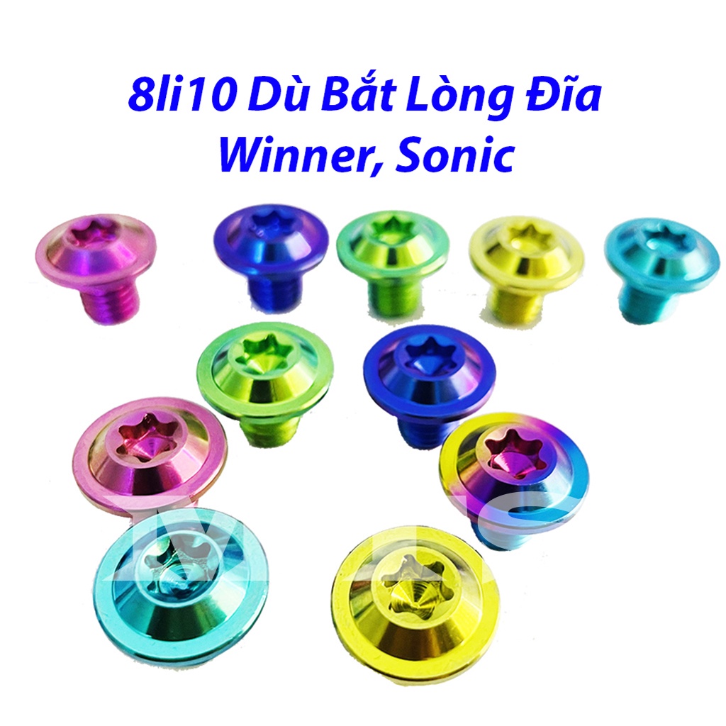Ốc Lòng Đĩa 8li10 Dù Mỏng Titanium GR5 Cho Các Dòng Xe Winne-Sonic