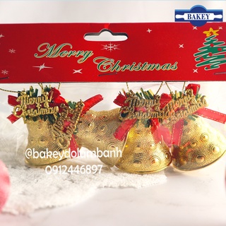 Chuông vàng trang trí bánh Noel 4 chiếc