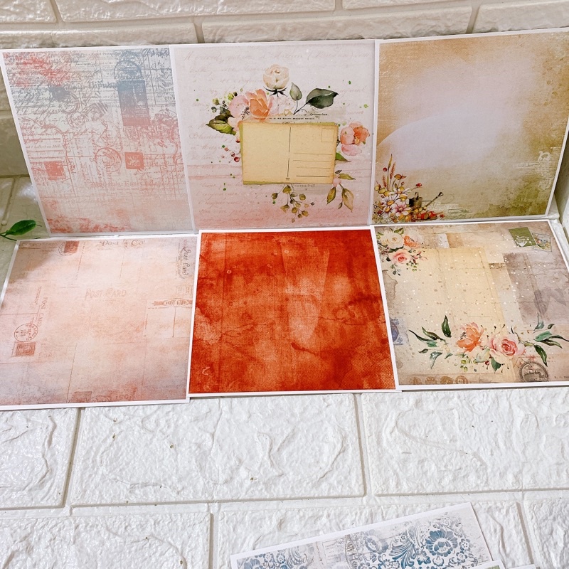 Giấy nền hoạ tiết size 15cmx15cm chủ đề Vintage định lượng 250gsm