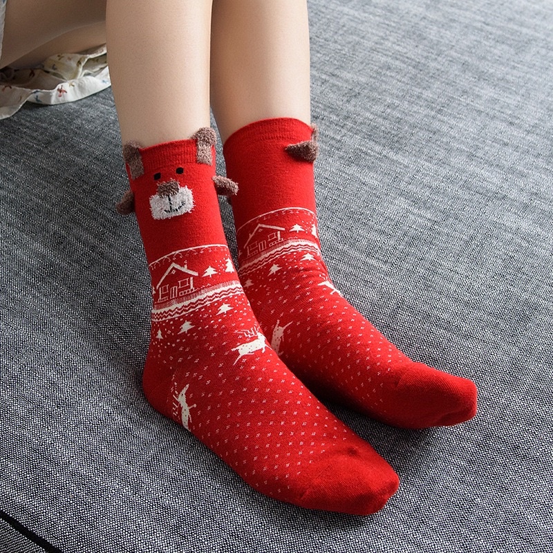 [Tonashoe] Tất Hoạ Tiết Tuần Lộc Mùa Giáng Sinh