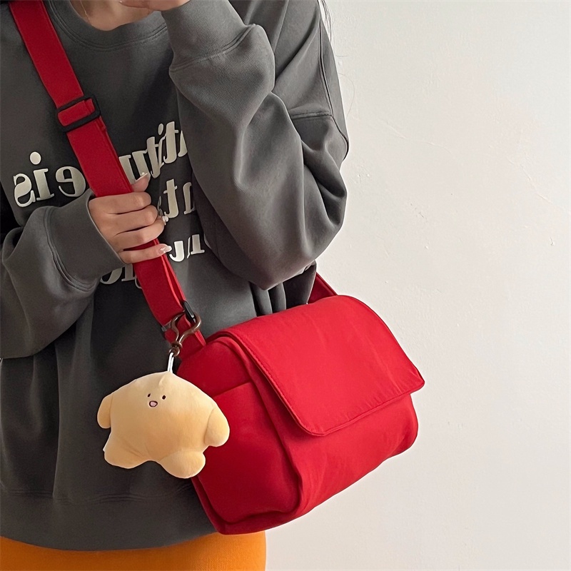 Túi Đeo Vai Vải canvas Màu Trơn Cỡ Lớn 2022 Kiểu Nhật Bản Thời Trang Cho Nữ