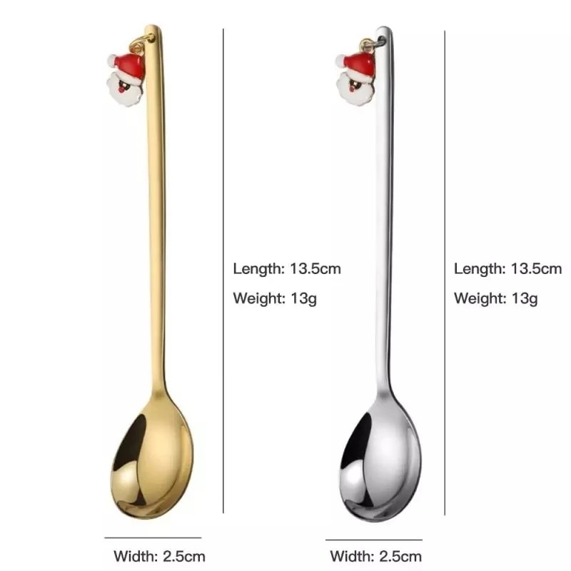 Bộ 1 Muỗng / Nĩa Bằng Thép Không Gỉ Phong Cách Giáng Sinh Năm Mới