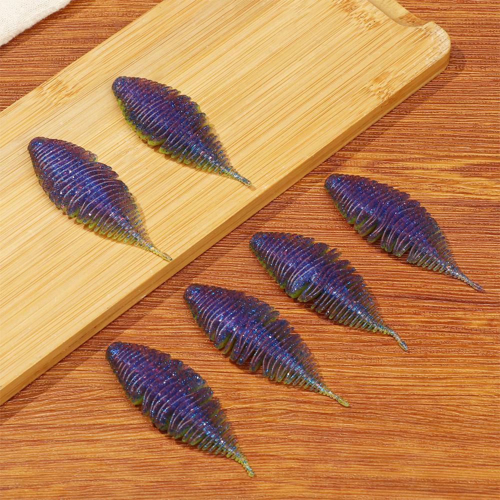 MUVAKO Bộ 6 Mồi Câu Cá Silicone Hình Giun Mềm 7.4mm 5.3g