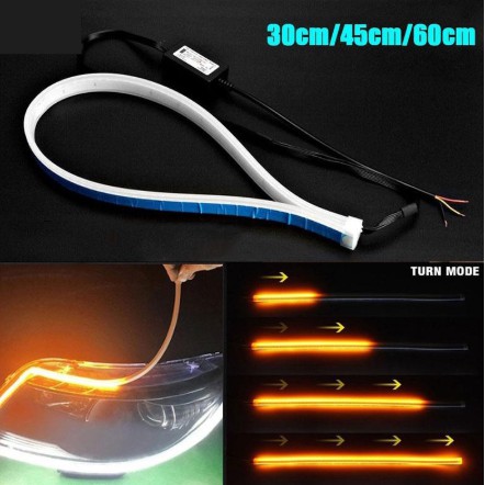 Dây led mí audi tích hợp demi xi nhan chạy đuổi 60cm uốn cong làm đèn ban ngày, daylight DRL cho Toyota Vios