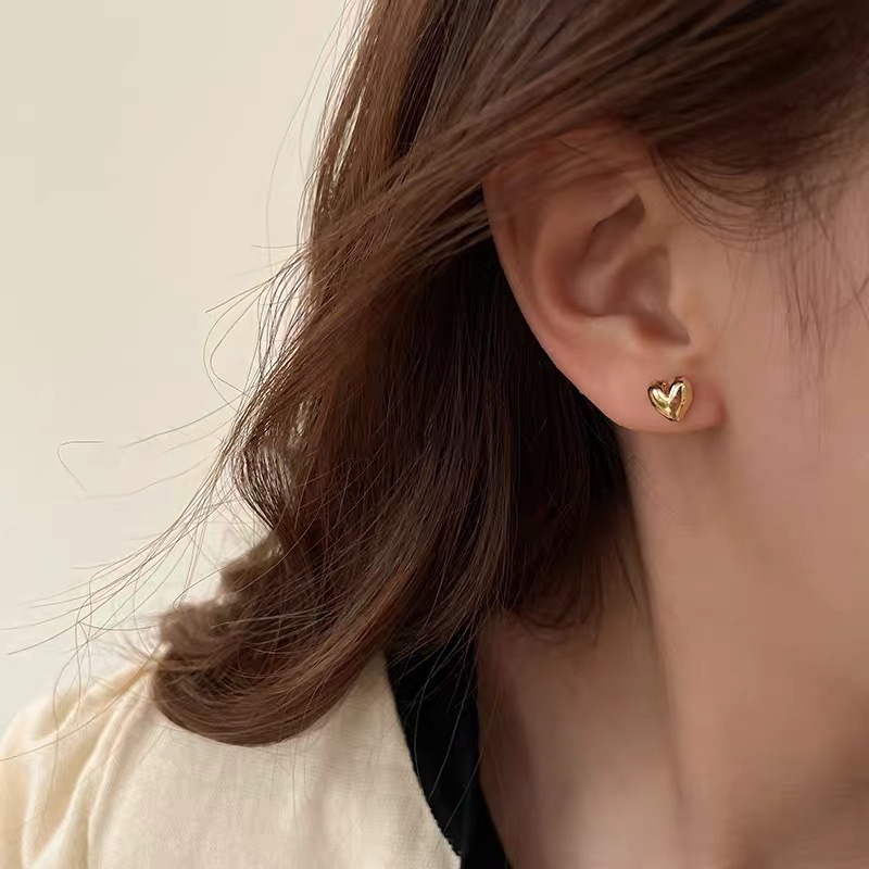 Khuyên Tai Kim Loại Hình Trái Tim Sang Trọng Cao Cấp 19A1439