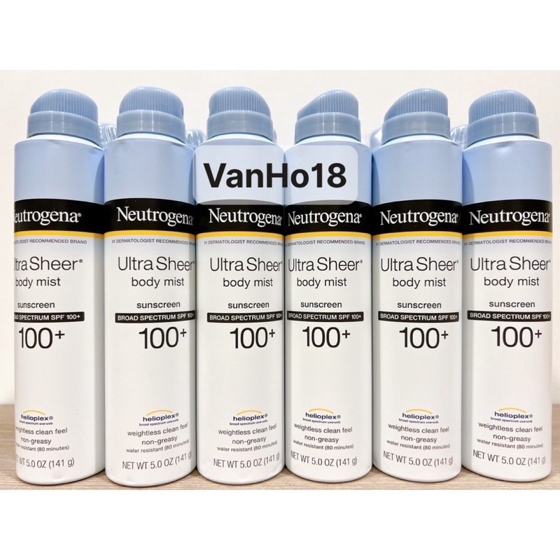 USA_Xịt Chống Nắng Body Neutrogena Ultra Sheer Body Mist Sunscreen 141g