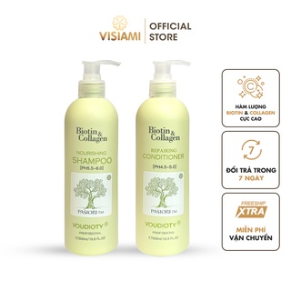 Dầu gội xả, Cặp gội xả Biotin Collagen phục hồi tóc và ngăn kiềm dầu chai xanh lá 500ml - 1000ml
