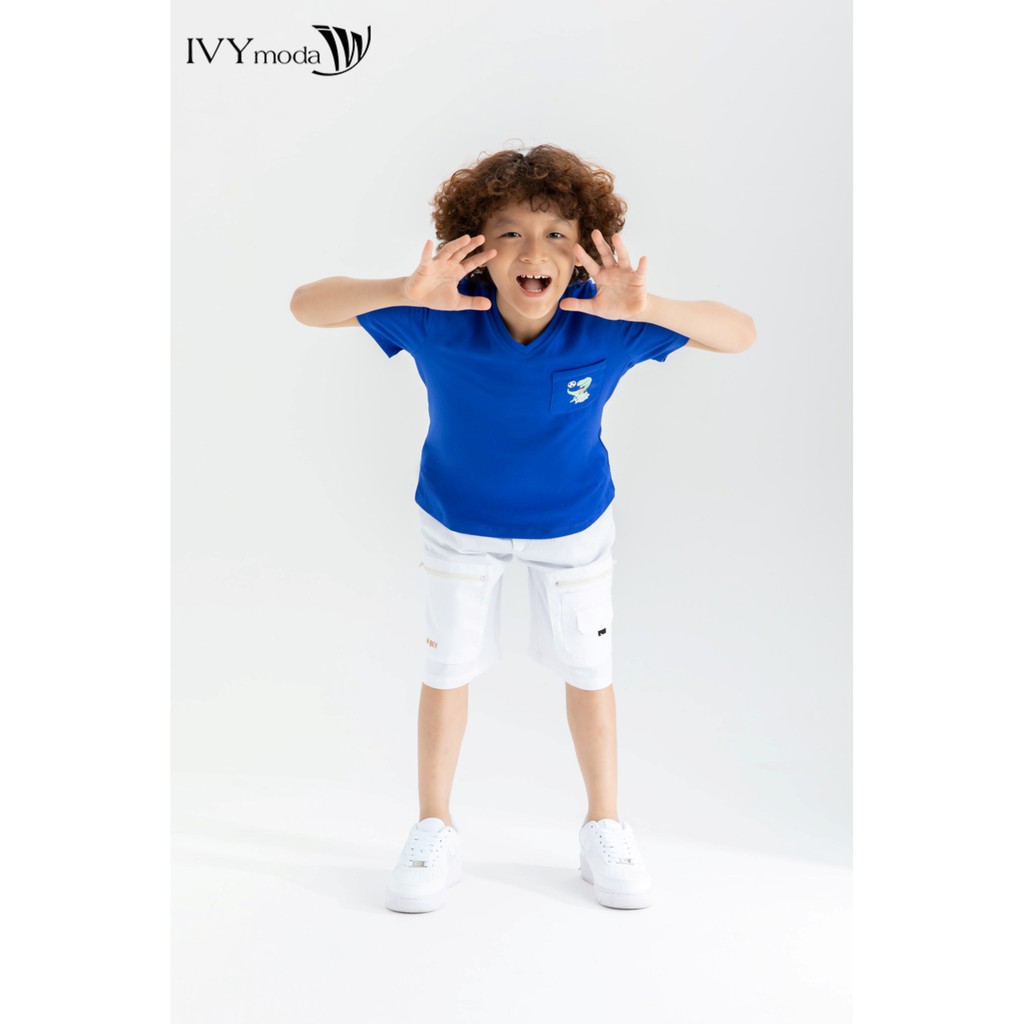 Áo thun bé trai túi khủng long IVY moda MS 57K1353