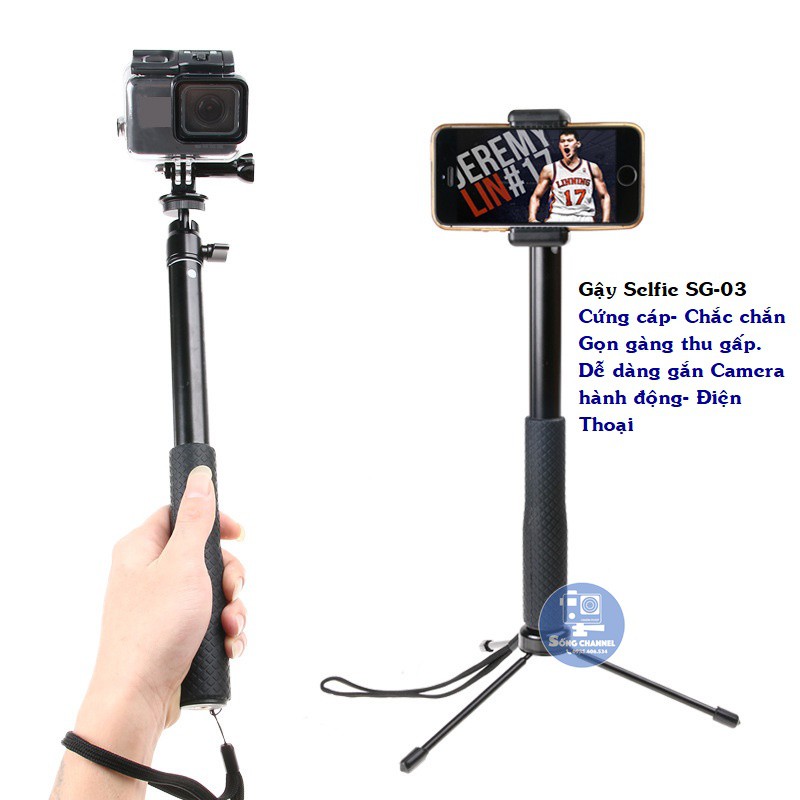 [CỨNG CÁP] Gậy Selfie Cho Camera Hành Động - Gopro - Điện Thoại SG-03