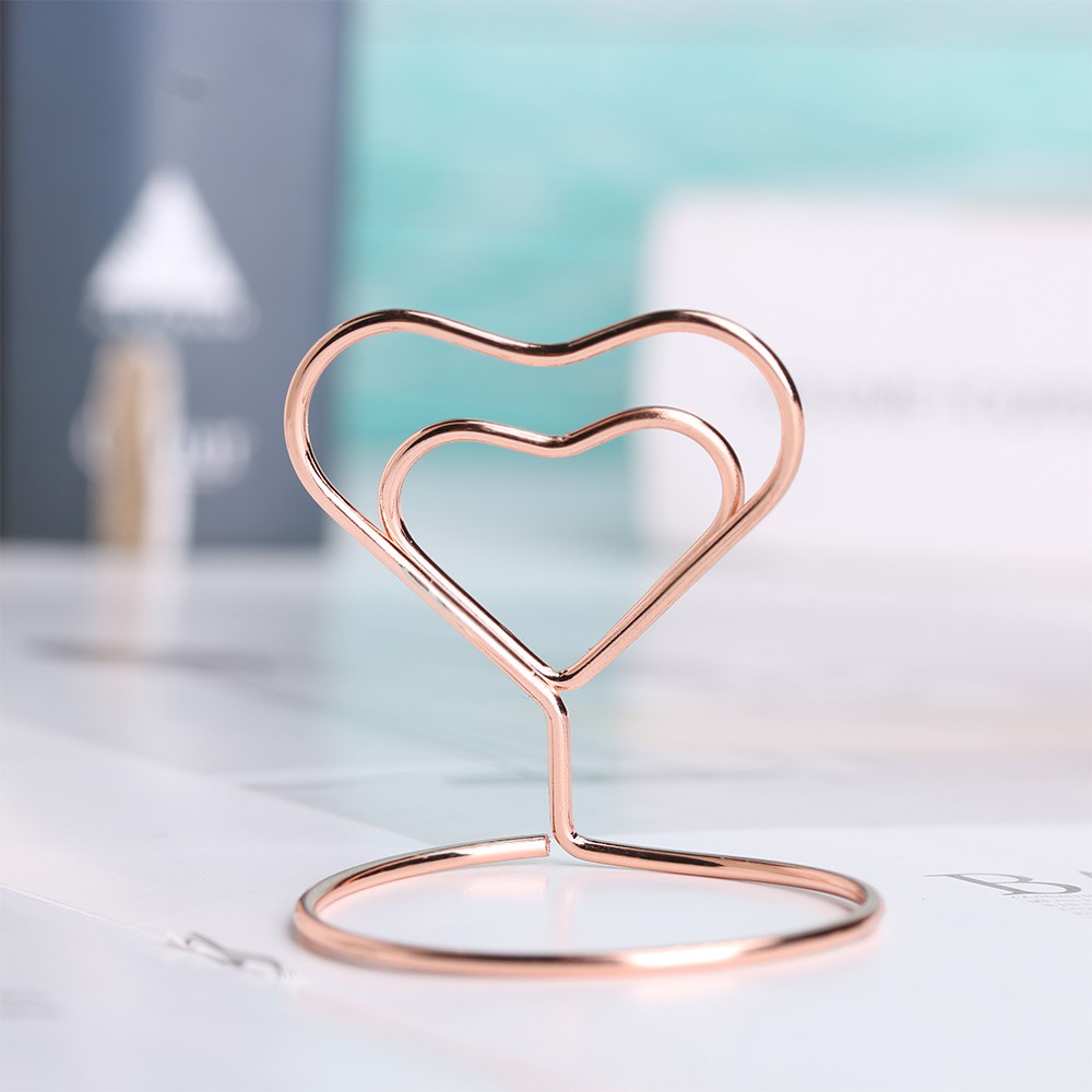 MYRON 1pcs Metallic Clamps Stand Rose|Photos Clips Place Card Paper Clamp Heart Shape Fashion Ring Shape Wedding Supplies Romantic Table Numbers Holder/Multicolor