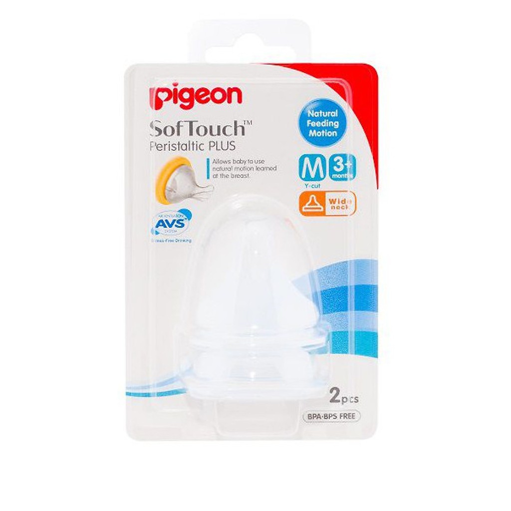 Núm ti Pigeon cổ rộng (size M) dành cho trẻ trên 3 tháng tuổi - Nhập khẩu Nhật