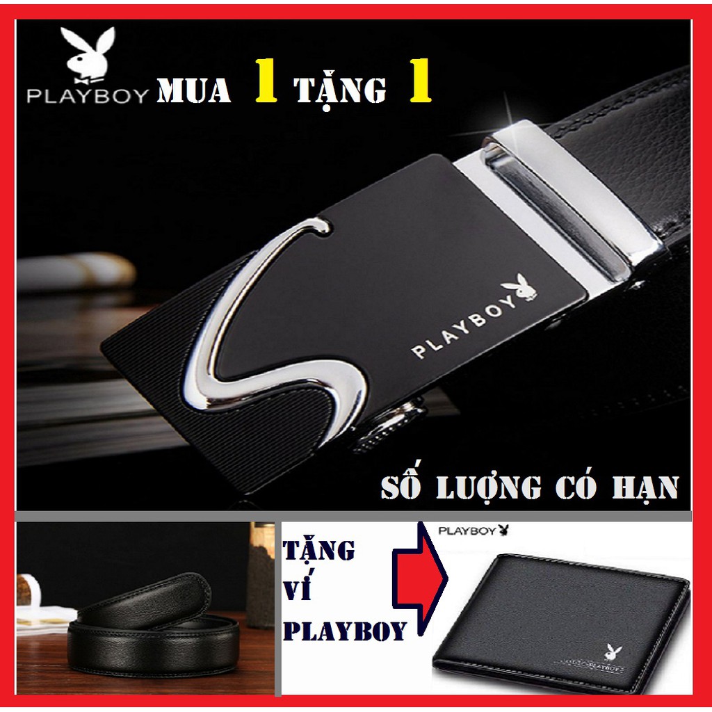 [mua 1 tặng 1] Thắt lưng nam da thật hiệu Playboy hàng cao cấp. ,