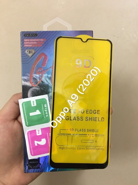 Kính full màn 9D cho Oppo A9 2020( full màn hình+tặng phụ kiện dán)