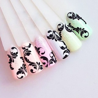 Sticker nước dán móng nail hoa văn vẽ nét đen