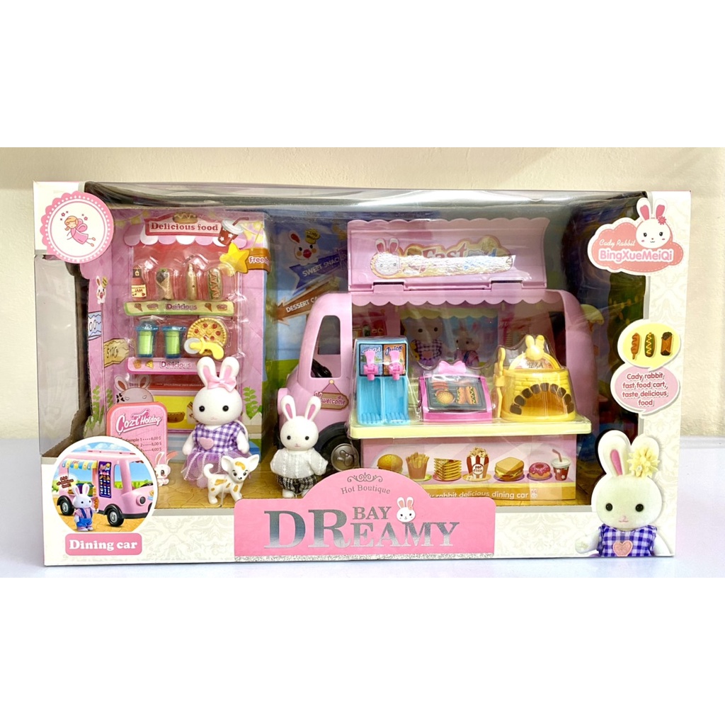 ĐỒ CHƠI BÚP BÊ THỎ BÔNG YASINI - CHỦ ĐỀ DINING CAR XE BÁN ĐỒ ĂN