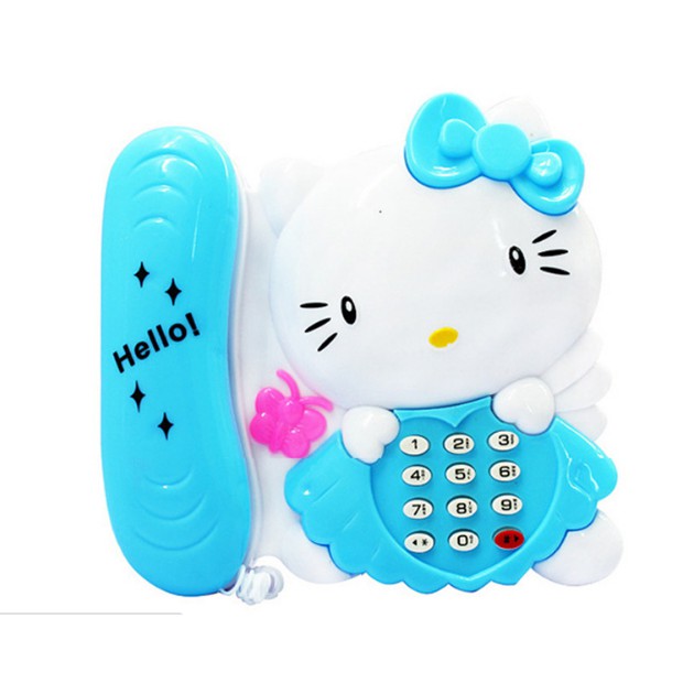 Đồ chơi điện thoại bàn mẫu doremon và hello kitty phát nhạc chạy pin cho bé