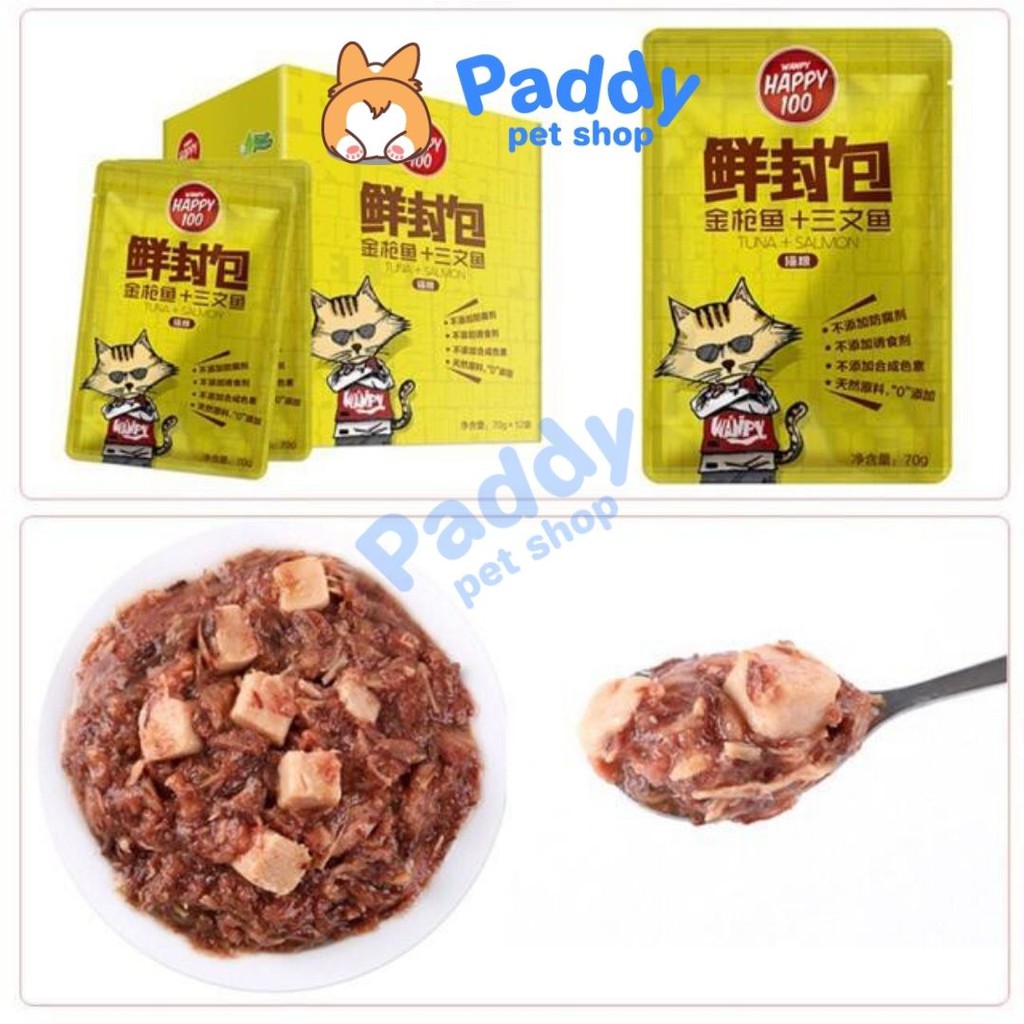 Pate Wanpy Happy 100 Cho Mèo Mọi Lứa Tuổi (70g)