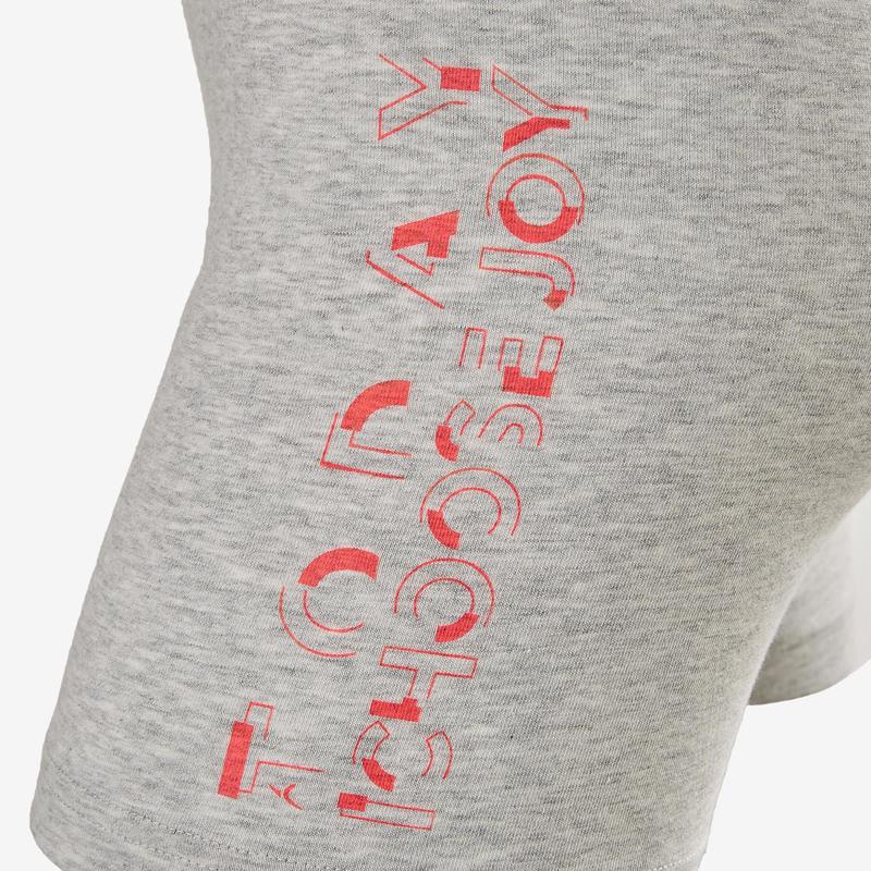 Quần short tập gym 100 Decathlon DOMYOS cho bé gái - Xám họa tiết