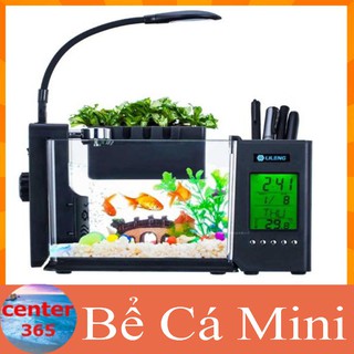Bể Cá Mini Kiêm Đồng Hồ Để Bàn Siêu Dễ Thương Màu Ngẫu Nhiên (có tặng kèm đá và cây cảnh)