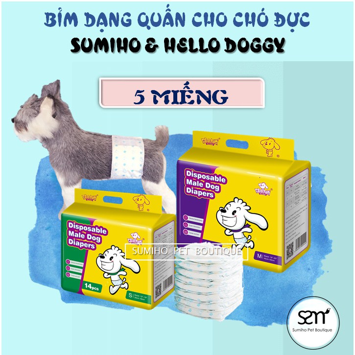 5 cái Bỉm cho chó mèo đực Sumiho công nghệ Ý (nhiều Size) tã bỉm cho chó mèo thú cưng