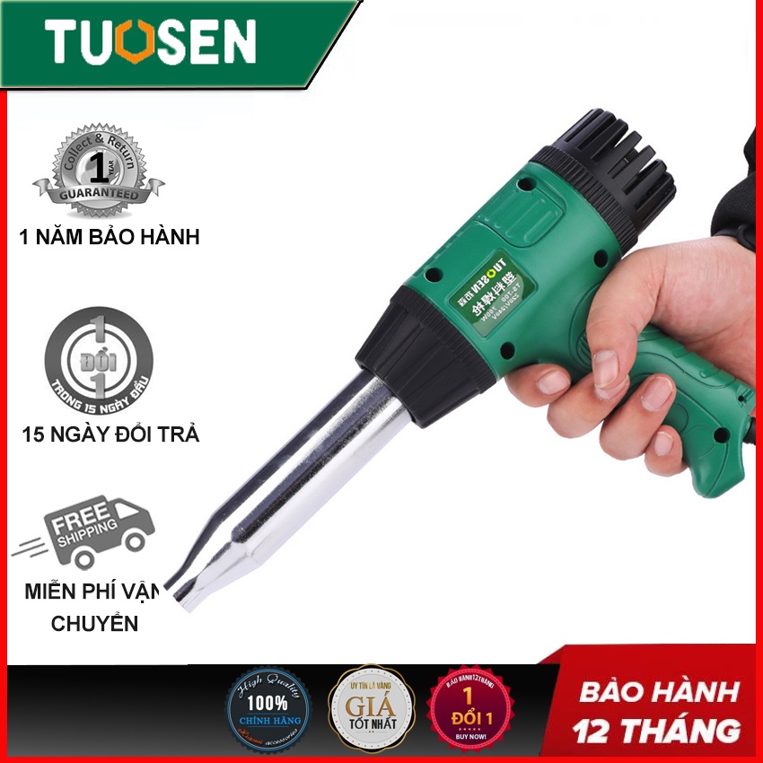 Máy khò nhiệt 700W, Máy khò màng co, Máy đóng seal, Sung thổi hơi nóng 700W chính hãng TUOSEN (có chỉnh nhiệt)