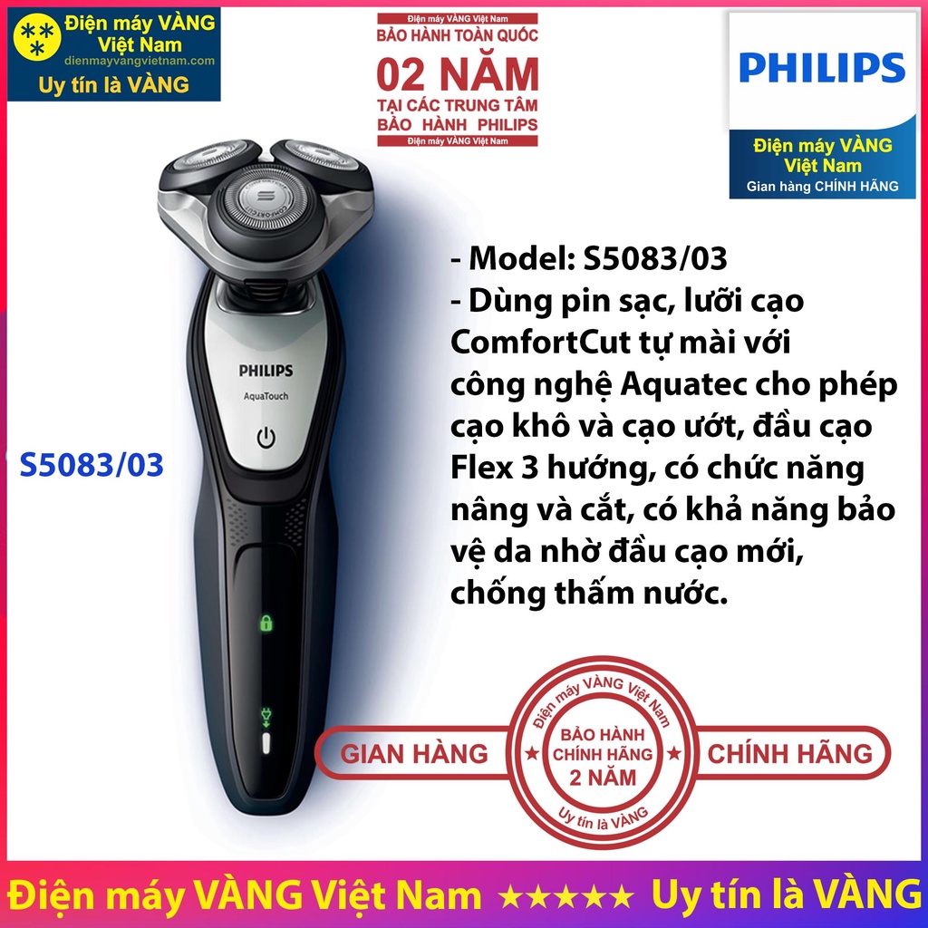 Máy cạo râu khô và ướt thế hệ mới Philips S5083 / 03