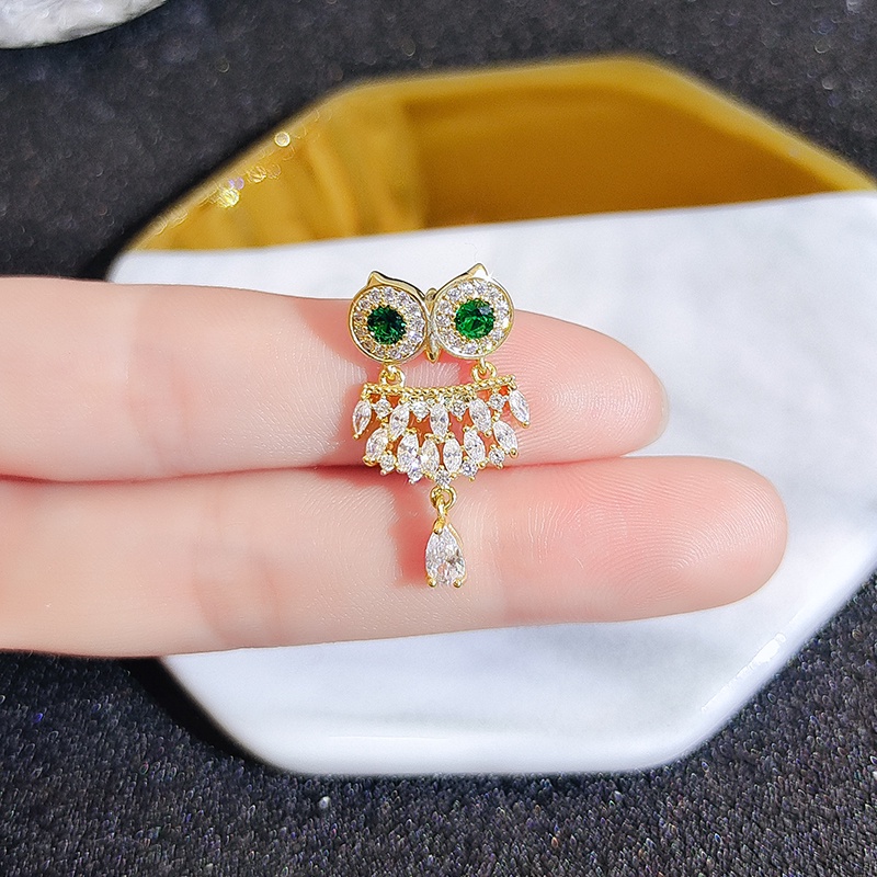 Ghim Cài Áo Hình Cú Mèo Đính Đá Zircon Dễ Thương