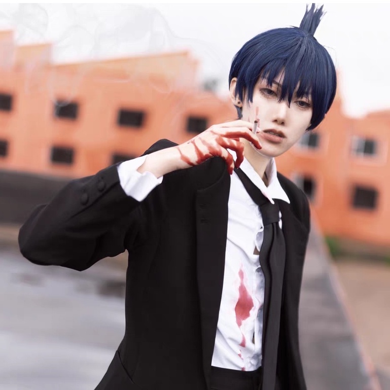 Wig/tóc giả nam ngắn cosplay Aki Hayakawa Chainsaw Man màu xanh dương