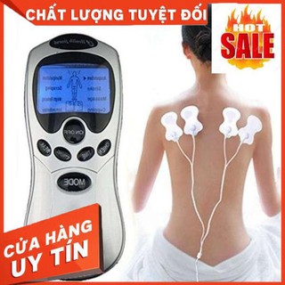 Máy massage xung điện 4 miếng dán vật lý trị liệu mát xa châm cứu bấm huyệt cầm tay lưng cổ vai gáy
