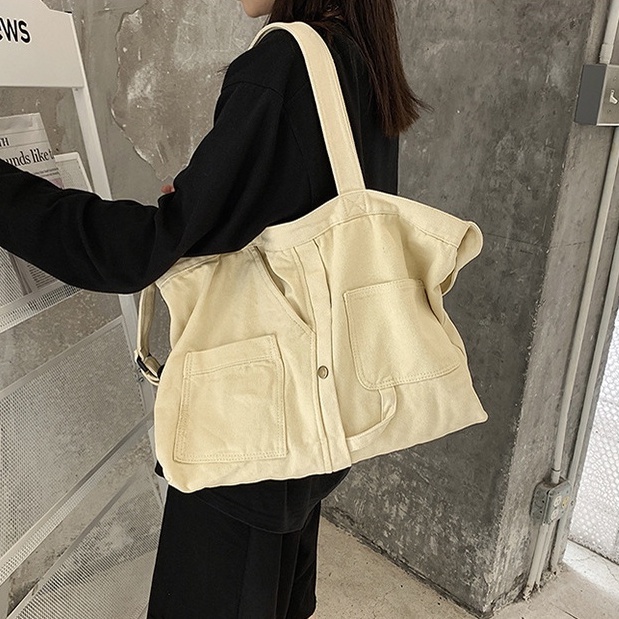 Túi đeo chéo vải giả denim đựng vừa laptop 14 inch thiết kế độc lạ