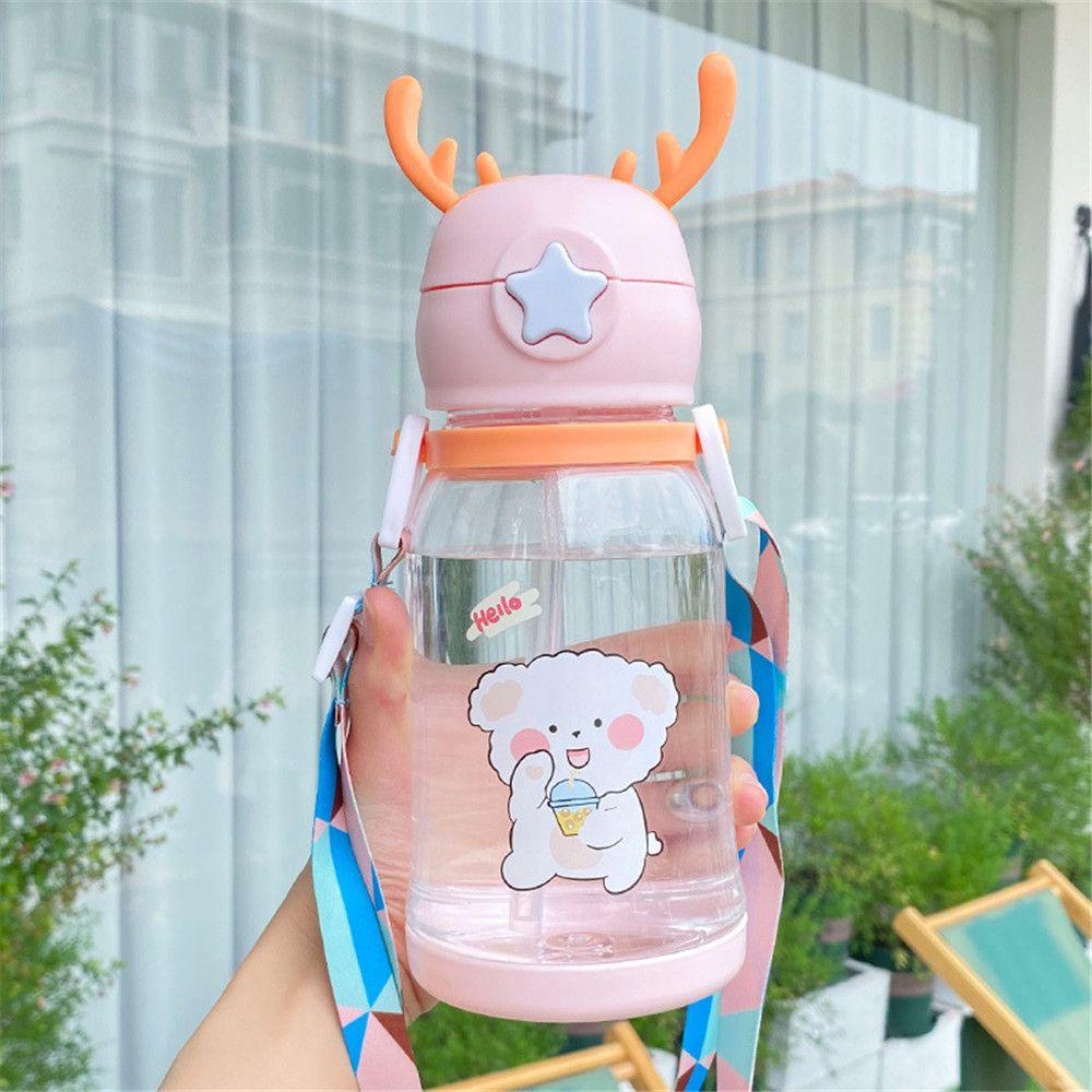 Bình Nước Thể Thao Họa Tiết Hoạt Hình Dễ Thương Dung Tích 600ML Tiện Dụng