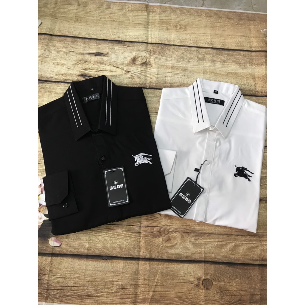 Áo Sơ Mi Nam Thêu Họa Tiết 2 Màu Trắng Đen - Aru Shop | BigBuy360 - bigbuy360.vn