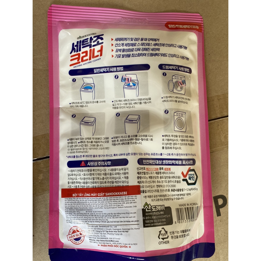 Combo 3 gói bột tẩy lồng máy giặt hàn quốc SANDOKAEBI cao cấp