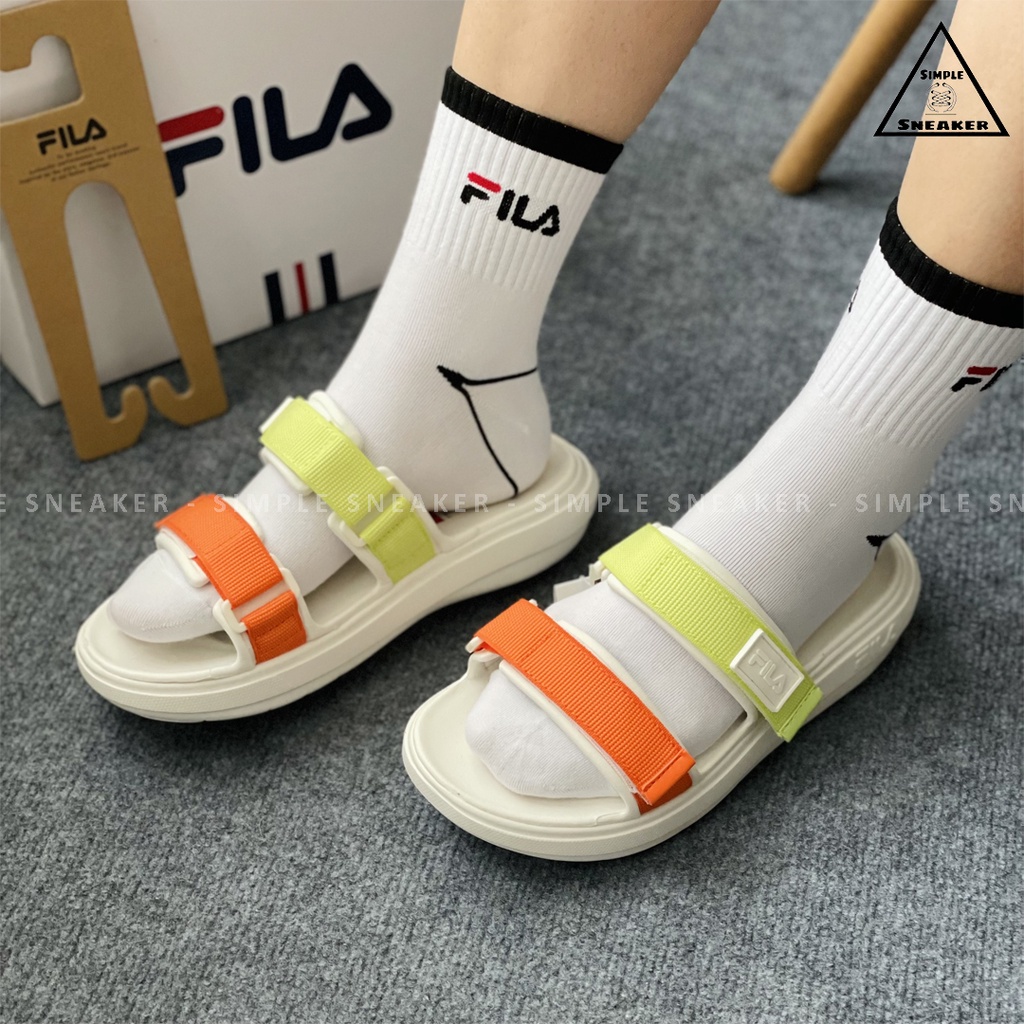 Dép Sandal Fila Pong Chính Hãng 🔴SIMPLE SNEAKER🔴 Sandal Fila Pong Cream Orange Dép Quai Ngang Nam Nữ