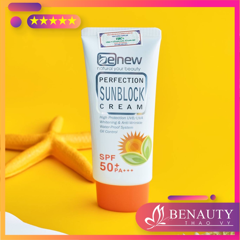 Kem chống nắng kiềm dầu lên tone Benew Perfection Sunblock Cream SPF50+ PA+++ 50ml