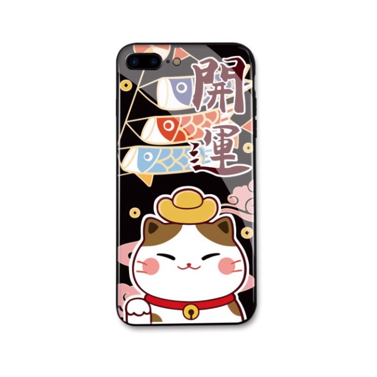 Ốp lưng iphone 6, 7, 8 Plus, X, XS, XR, XSMAX, 11, 11PRO, 11 PROMAX, 12, 13 PROMAX MÈO THẦN TÀI dễ thương BẰNG KÍNH PKVN