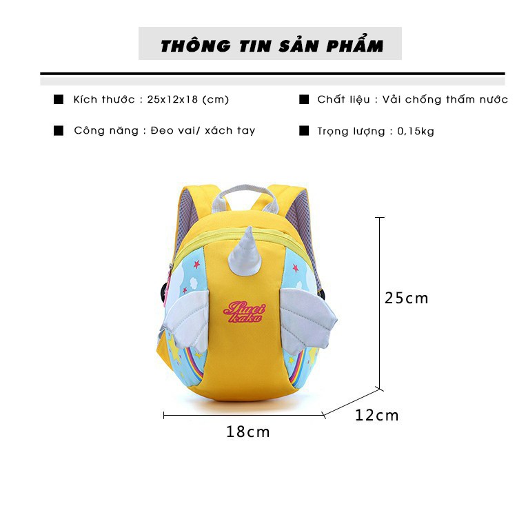 Balo trẻ em mầm non, đi học nhà trẻ từ 2 đến 6 tuổi, balo mẫu giáo đáng yêu, ngộ nghĩnh, đựng nhiều đồ, cho bé đi chơi