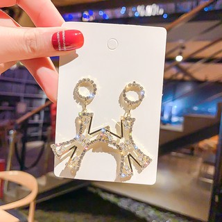 Bông Tai Mạ Bạc 925 Hình Thoi Đính Đá Zircon Sang Trọng
