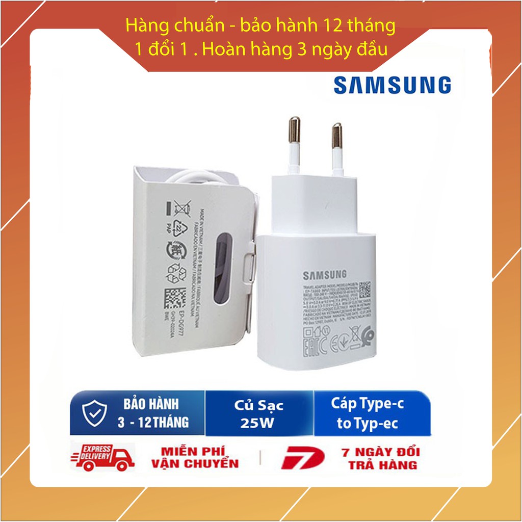 Bộ cáp cáp ZIN cho Samsung Note 10 S20 Zin công ty  - Sạc nhanh 25W- Cáp C to C- Dành cho Samsung Galaxy S10 S20