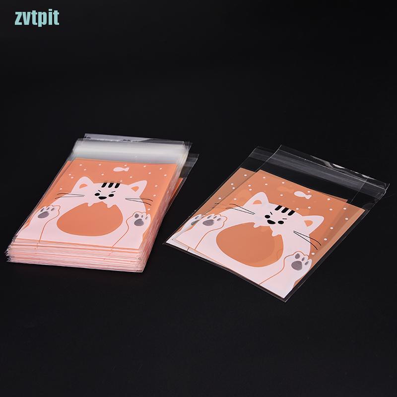 Set 100 Túi Đựng Bánh Kẹo Tự Dính Hình Động Vật Dễ Thương