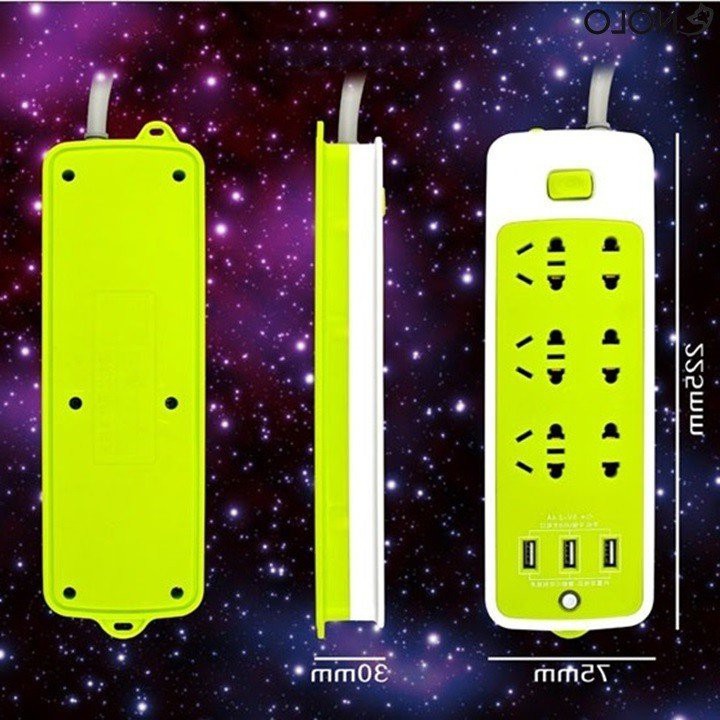 Ổ CẮM ĐIỆN 6 PHÍCH CẮM, 3 CỔNG USB
